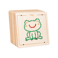 Wooden Lacing Embroidery Game for Kids, Montessori Educational Toy with Various Shapes