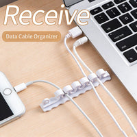 Self-Adhesive Desktop Cable Organizer Clips for Data and Charging Cords