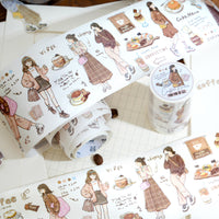 Vintage Hand-Drawn Illustration Washi Tape for Journaling and Scrapbooking