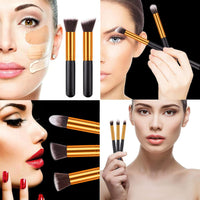 10-Piece Black Gold Portable Candy Color Fiber Makeup Brush Set