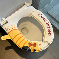 EVA Waterproof Toilet Seat Cover Sticker, Cartoon Printed, Washable, for Home Bathroom, Winter Use