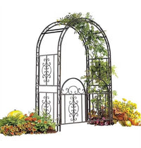 European Style Metal Garden Arch with Gate for Climbing Plants