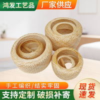 Bamboo Woven Retractable Chandelier for Teahouse Restaurant Hotel Hotpot