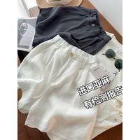Women's High-Waisted Linen Blend Casual Loose Straight Shorts