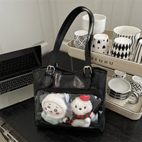 Anime-Inspired Clear Tote Bag for Women, Large Capacity Shoulder Handbag, Commuter Style