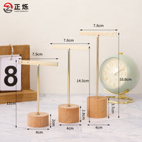 Wooden Base Metal Earring Display Stand Set for Studs, Dangles, and Pendants