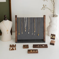 Solid Walnut Wood Necklace Display Stand for Pendants and Jewelry