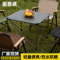 Portable Folding Camping Table with Roll-Up Top for Outdoor Picnics and BBQ