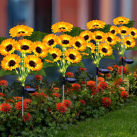 Solar LED Sunflower Garden Stake Lights Outdoor Decorative Landscape Lamps for Patio Yard Balcony