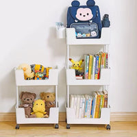 Rolling Bookshelf Cart with Wheels, Multi-layer Storage Rack for Home Office & Kids' Toys