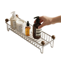 Stainless Steel Bathroom Countertop Storage Basket for Cosmetics and Toiletries