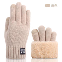 Winter Thermal Touchscreen Gloves for Outdoor Cycling - Fleece Lined Double-Layer Jacquard Knit