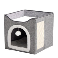 Foldable Double-Layer Cat Cave Bed with Removable Cushion for All Seasons