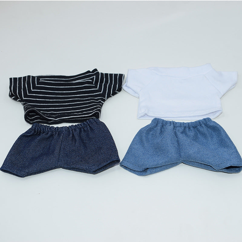 Doll Clothes Set for 15/20cm Cotton Dolls - T-shirt, Shorts, and Accessories