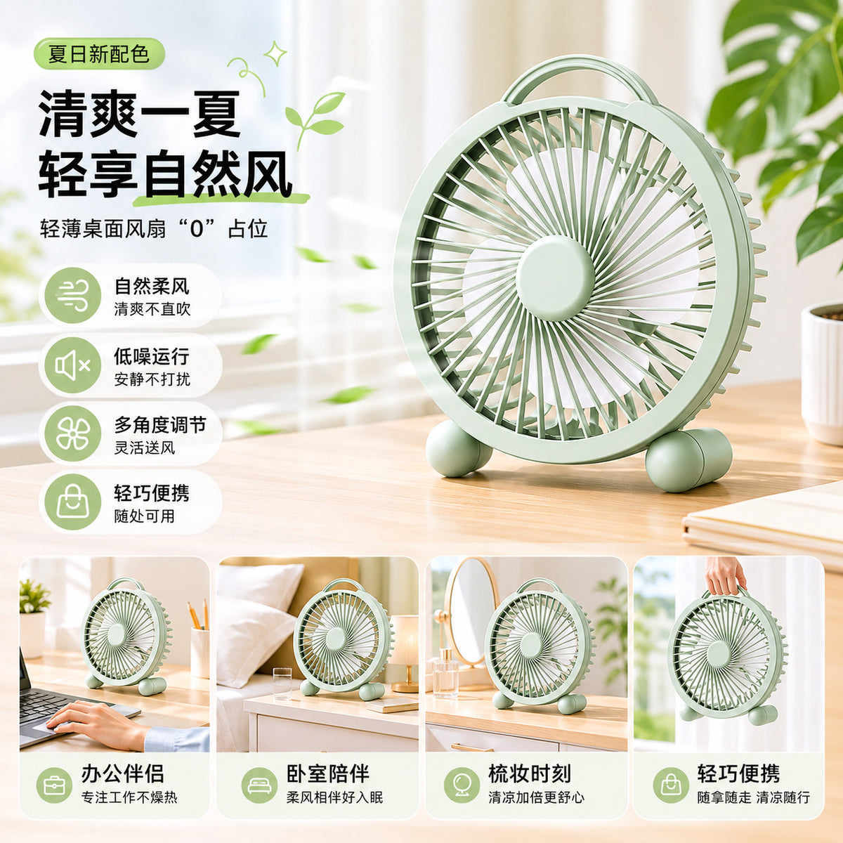 USB Rechargeable Clip-on Mini Desk Fan for Office and Dorm