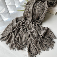 2025 New Japanese Style Waffle Knit Scarf for Women, Luxury Black and Gray Shawl