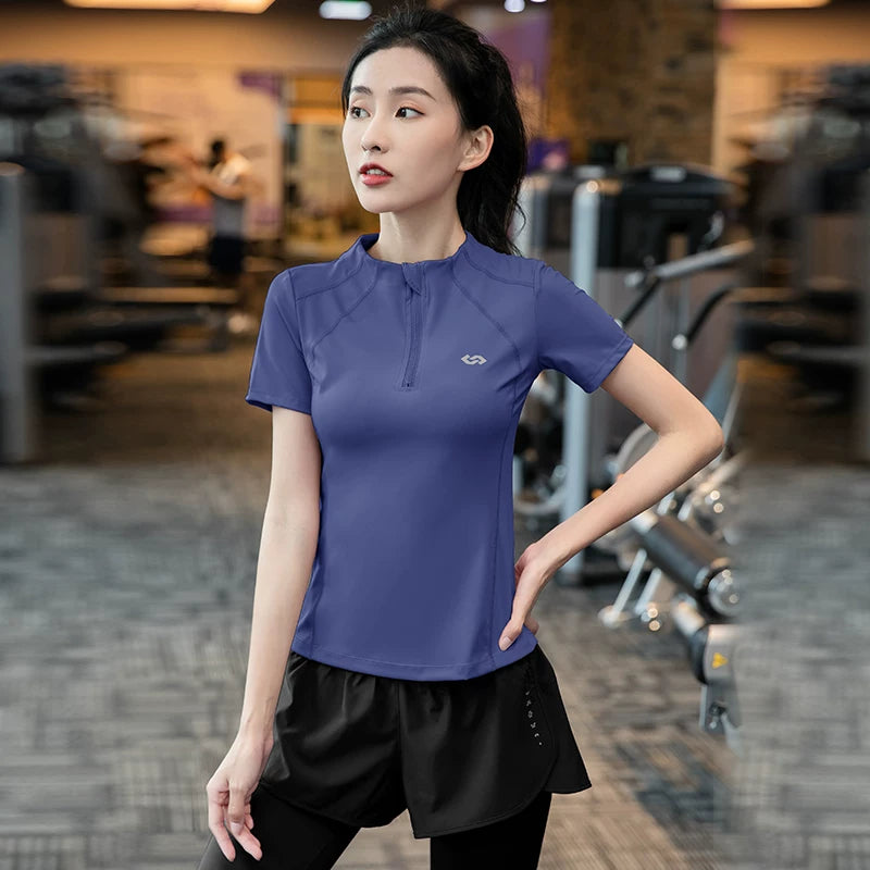 Women's Quick-Dry Short Sleeve Workout Top for Running & Training