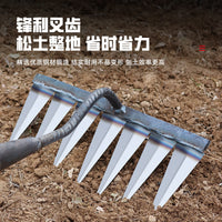 6-Tine Steel Rake Hoe for Weeding, Digging, and Loosening Soil - Farm Tool