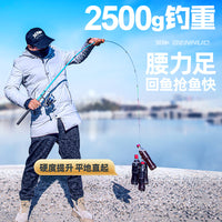 Bennuo Ice Fishing Raft Rod with Soft Tail for Shore Casting and Hand-Crank Fishing