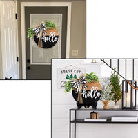 Welcome Round 3D Wooden Door Sign Farmhouse Decor Wall Hanging Spring Summer Wreath