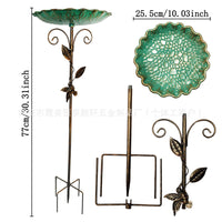 American Retro Iron Bird Feeder & Water Basin for Garden Decoration
