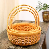 Portable Woven Picnic Basket with Handle for Shopping, Fruit, and Storage