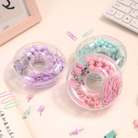 Macaron Donut Stationery Clip Set - Paper Clips, Push Pins, Binder Clips for Office & School