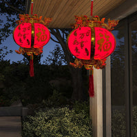 LED Light-Up Hexagonal Dragon and Phoenix Lantern for Chinese New Year Decoration