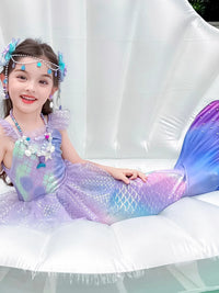 Girls' Mermaid Tail Swimsuit Set with Monofin