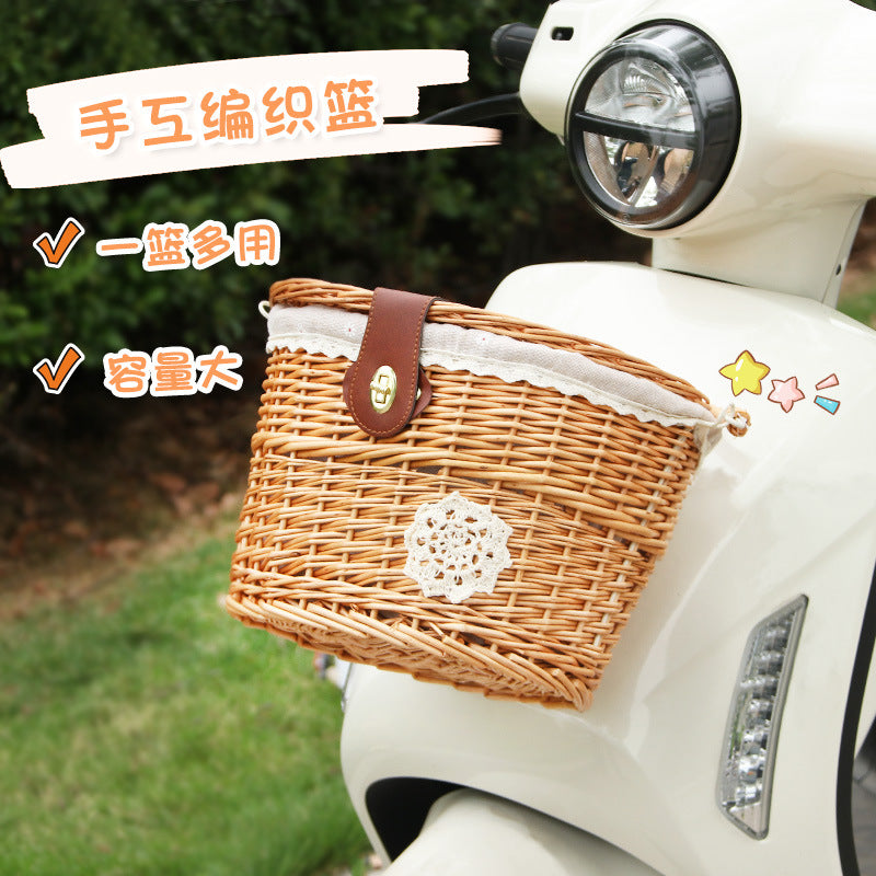 Cartoon Multifunctional Electric Bicycle Front Basket Storage with Lid