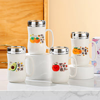 Cartoon Ceramic Mirror Lid Mug with Gift Box, Large Capacity Coffee Tea Cup for Birthday Wedding Gifts