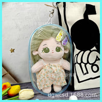 20CM Cotton Doll Carrier Bag with Transparent Display Window, Crossbody Shoulder Bag for Outings
