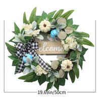 50cm Eucalyptus and White Pumpkin Autumn Wreath for Front Door Decor