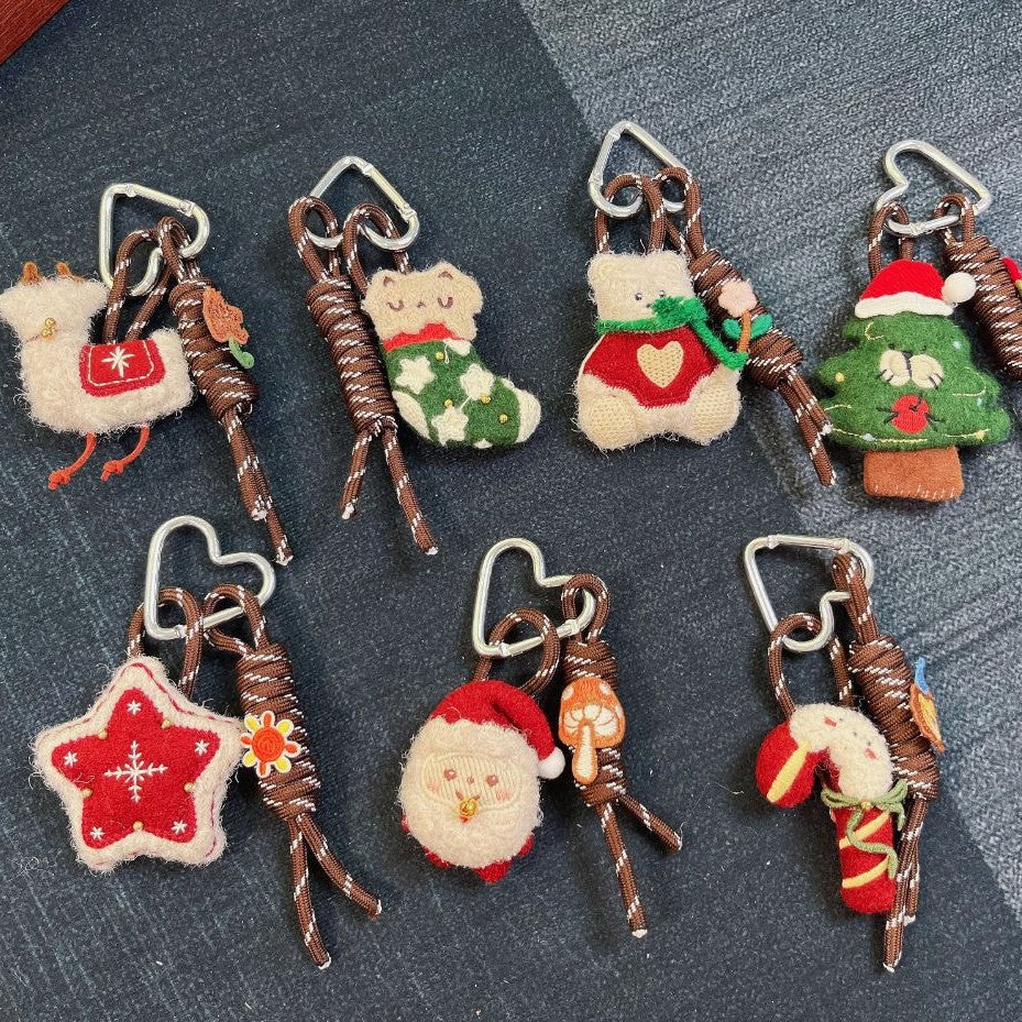 Korean Style Christmas Limited Edition Plush Keychain for Bags - Santa, Bear, Tree Designs
