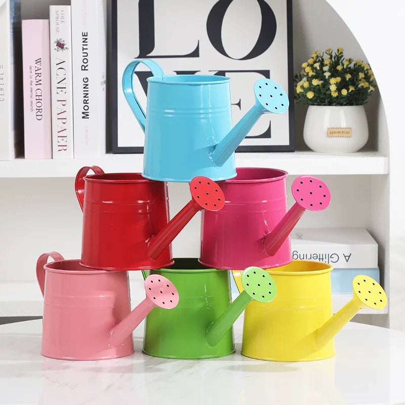 Kids' Garden Watering Can for Plants and Flowers, Durable Iron Art Sprinkler for Kindergarten Planting Areas