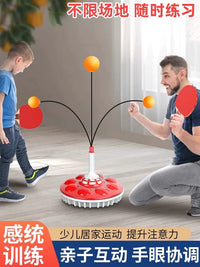 Kids' Hand-Eye Coordination Training Toy with Storage Base and Wooden Rackets