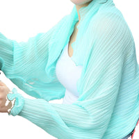 Pleated Ruffle Sun Protection Shawl Scarf for Driving & Cycling