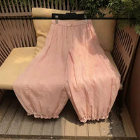 Women's Linen Cotton High-Waisted Wide-Leg Bloomers