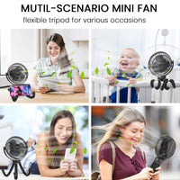 Octopus Stroller Fan with Large Capacity Battery, Portable Handheld USB Mini Fan for Dorm and Travel