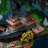 Miniature Ancient Chinese Pavilion Landscape Ornament for Aquariums and Bonsai
