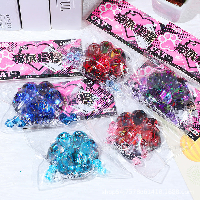 Squishy Sequin Cat Paw Fidget Toy - Stress Relief Slow Rebound Sensory Toy