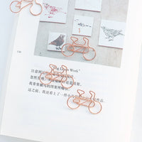 Bicycle Shaped Paper Clips, Gold/Rose Gold Metal Bookmark Clips for Planners & Office
