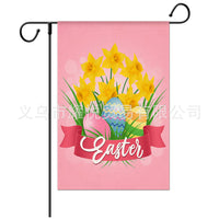 Easter Bunny Egg Pattern Linen Garden Flag Double-Sided Print Yard Lawn Decoration Flag