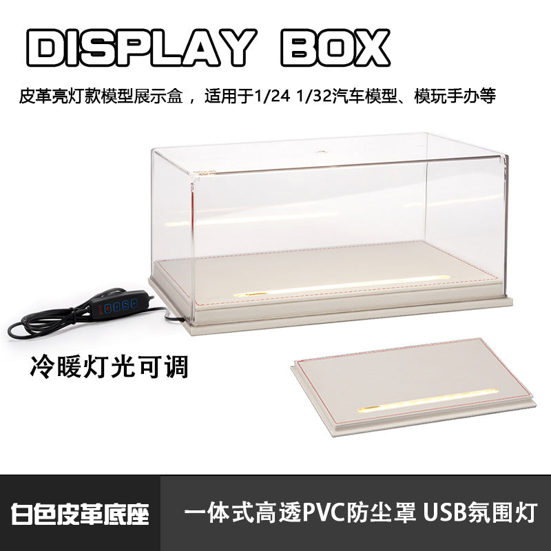 1:24 Scale Display Case with LED Lights and Leather Base for Diecast Model Cars