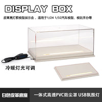 1:24 Scale Display Case with LED Lights and Leather Base for Diecast Model Cars
