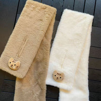 Cute Cat Scarf for Women, Sweet Japanese Style Warm Plush Cross Scarf, Thickened Neck Warmer