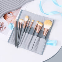 10-Piece Professional Makeup Brush Set with Wooden Handles and Synthetic Bristles