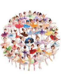 50PCS Transparent Cartoon Ballerina Girl Stickers for Scrapbooking, Guitar, Laptop, Water Bottle, Luggage, Helmet Decoration