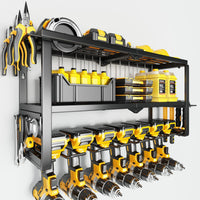 Foldable Wall-Mounted Power Tool Storage Rack for Garage and Workshop