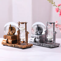 Retro Ferris Wheel Music Box Hourglass with LED Light, Resin Desktop Ornament Gift